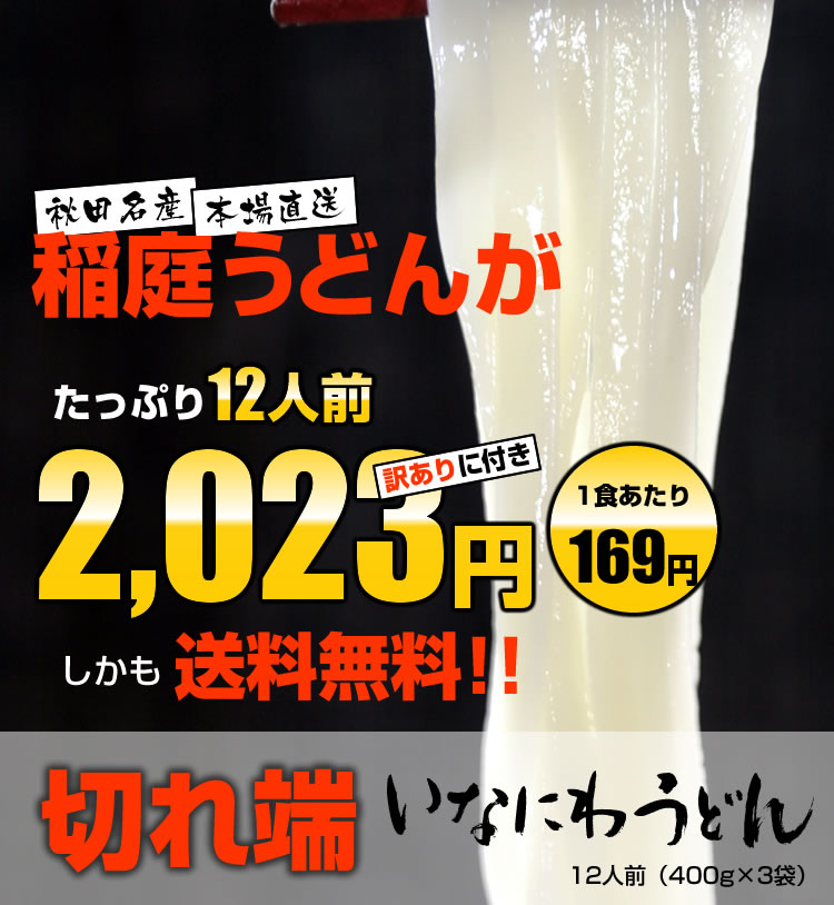 訳あり稲庭うどん 1,200グラム