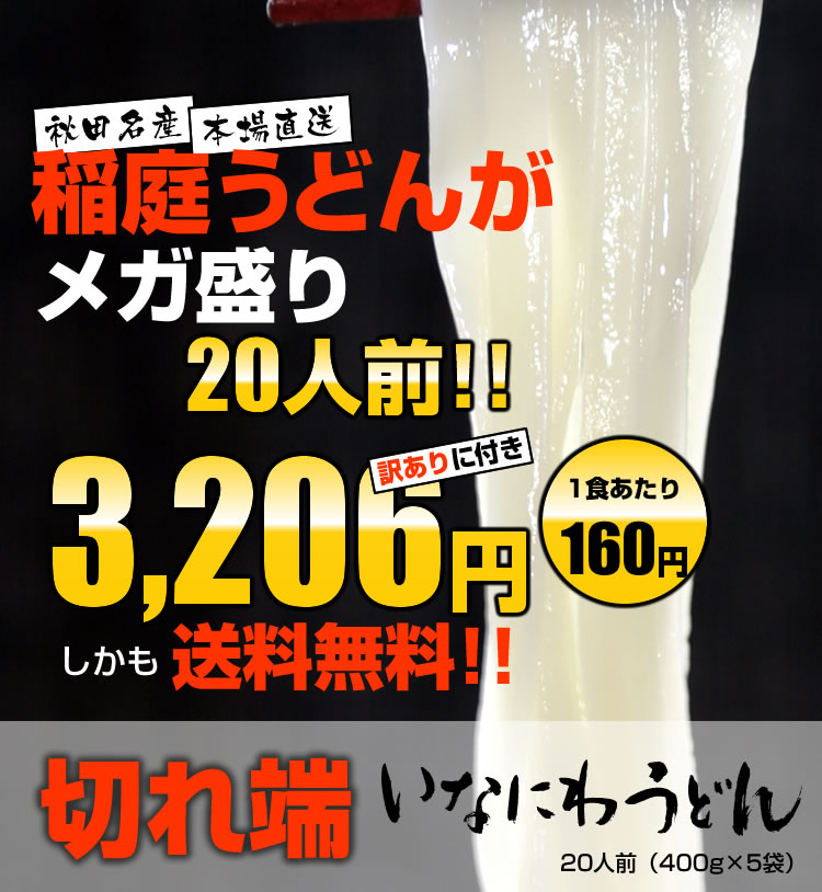 訳あり稲庭うどん 2,000グラム