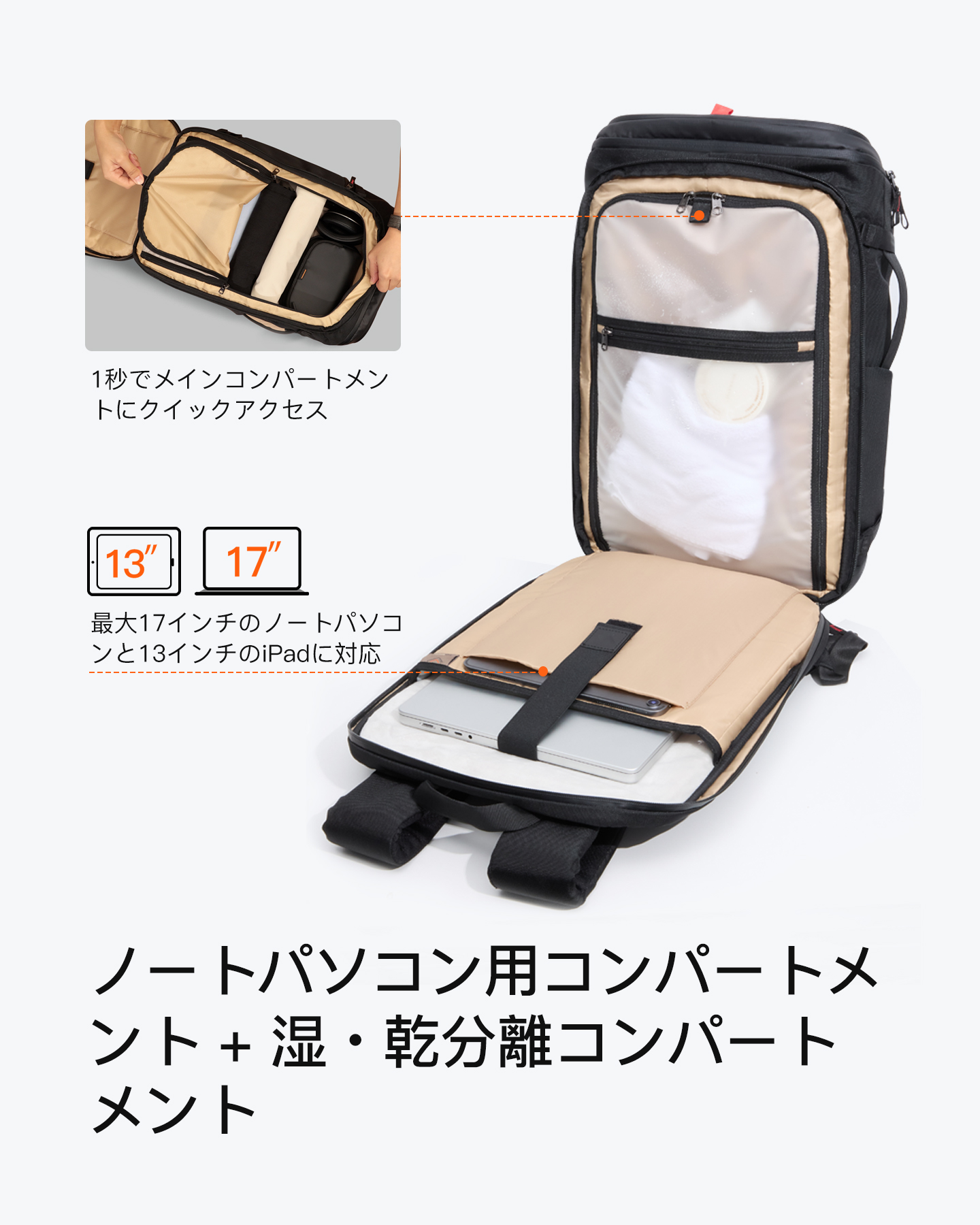 Inateck Inateck 40L トラベルバックパック ビジネスキャリーオン TSA