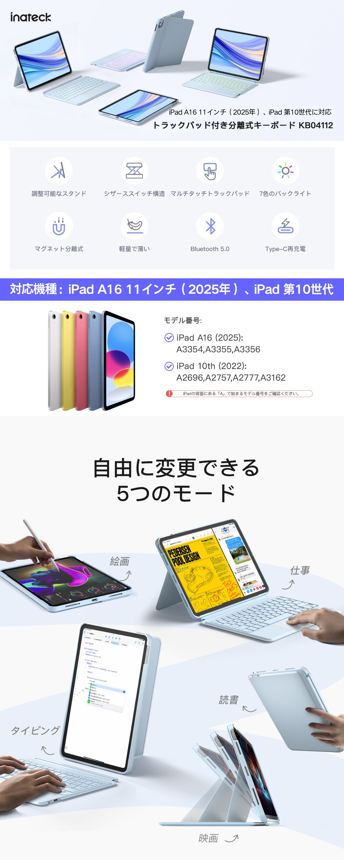 スマートキーボードipad第11世代(2025)&第10世代(2022)対応 Amazon.co.jp: QERDAOYI マジックキーボード 2025 iPad 第11世代