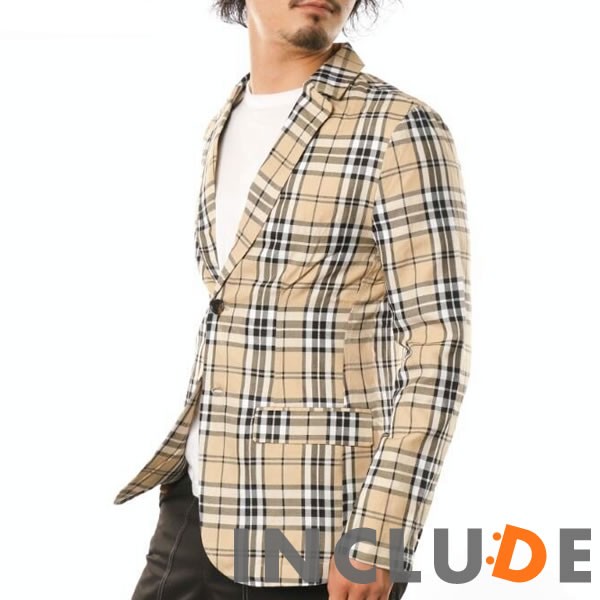 チェック グレンチェック タータンチェック ノバチェック シングル テーラード ジャケット センターベント 2ボタン 薄手 秋ジ |  | 01