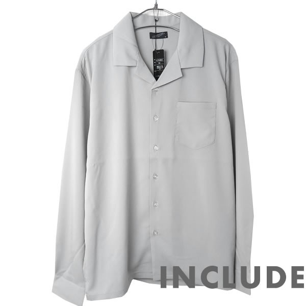 長袖シャツ 開襟シャツ 無地 オープンカラー 春秋服 ワイドシルエット ワイドシャツ メンズ |  | 02