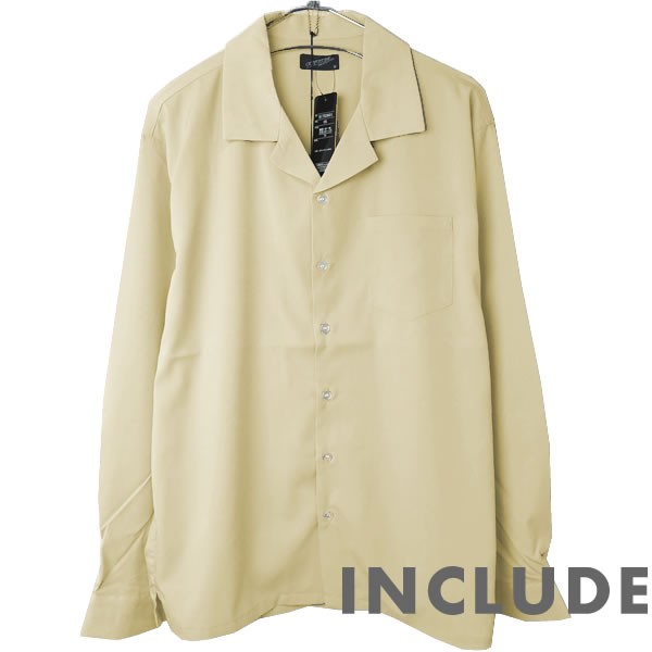 長袖シャツ 開襟シャツ 無地 オープンカラー 春秋服 ワイドシルエット ワイドシャツ メンズ |  | 01
