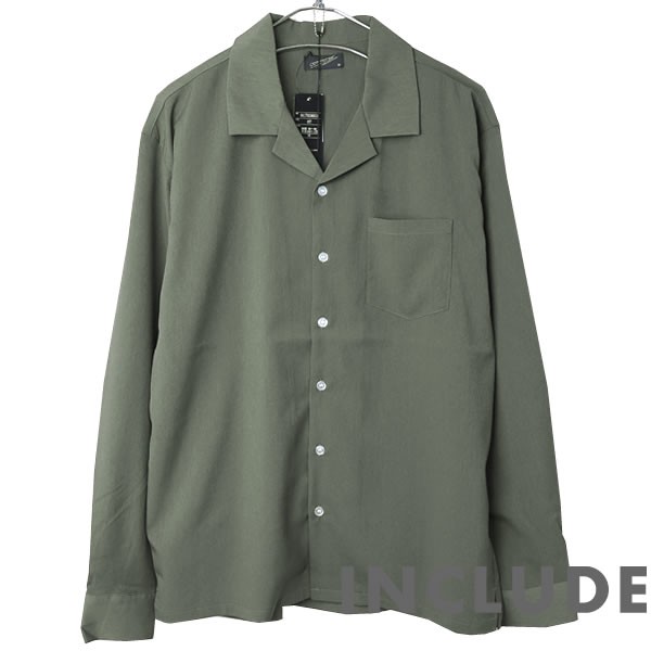 長袖シャツ 開襟シャツ 無地 オープンカラー 春秋服 ワイドシルエット ワイドシャツ メンズ |  | 03