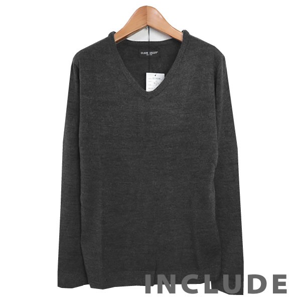 6カラー 定番 カシミアタッチ リブ Vネック ニット セーター メンズ 伸縮 白 黒 チャコール ネイビー オフホワイト ワイ |  | 03