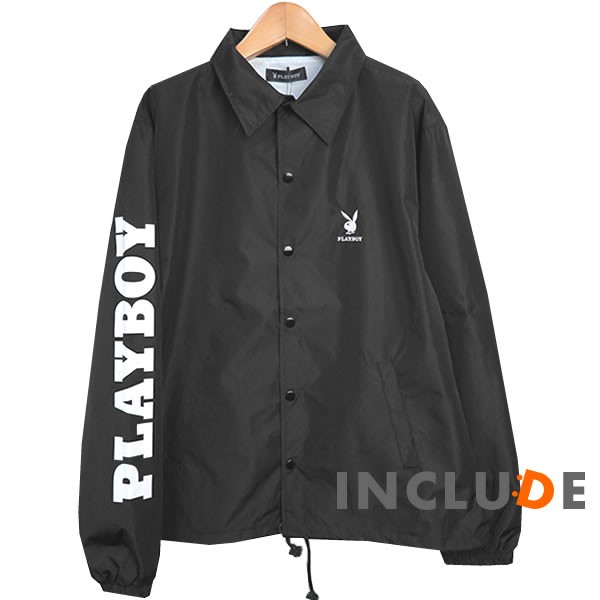 コーチジャケット PLAYBOY ワンポイントバニー 袖ロゴ スケボー プレイボーイ 長袖 無地 コーチ ジャケット アクティブ |  | 01