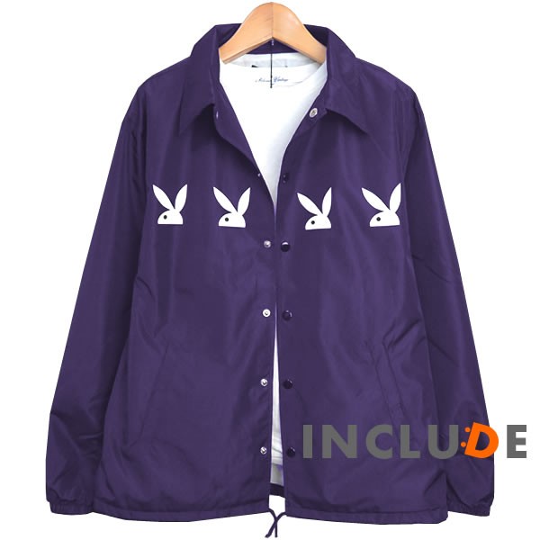 コーチジャケット PLAYBOY パネルバニー 写真 ガール ビキニ フォト プレイボーイ 長袖 無地 コーチ ジャケット アク |  | 03