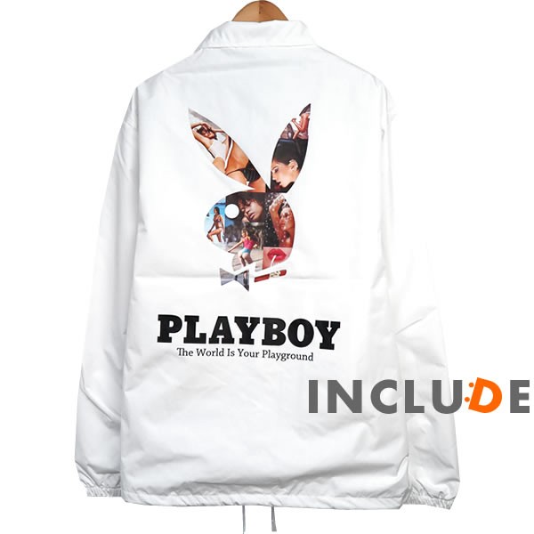 コーチジャケット PLAYBOY パネルバニー 写真 ガール ビキニ フォト プレイボーイ 長袖 無地 コーチ ジャケット アク |  | 01