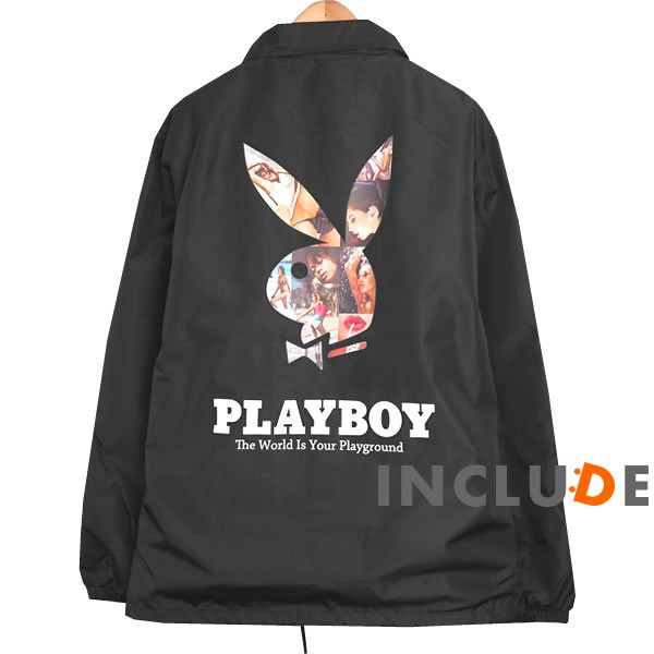 コーチジャケット PLAYBOY パネルバニー 写真 ガール ビキニ フォト プレイボーイ 長袖 無地 コーチ ジャケット アク |  | 02