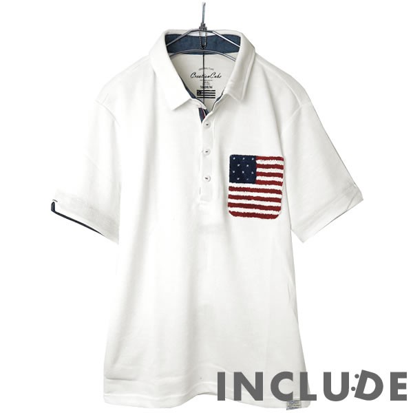 半袖ポロ ポロシャツ 星条旗 アメリカ エスニック オルテガ サガラ刺繍 ポケット 4つボタン ドライ スポーツウェア スポーツ |  | 01