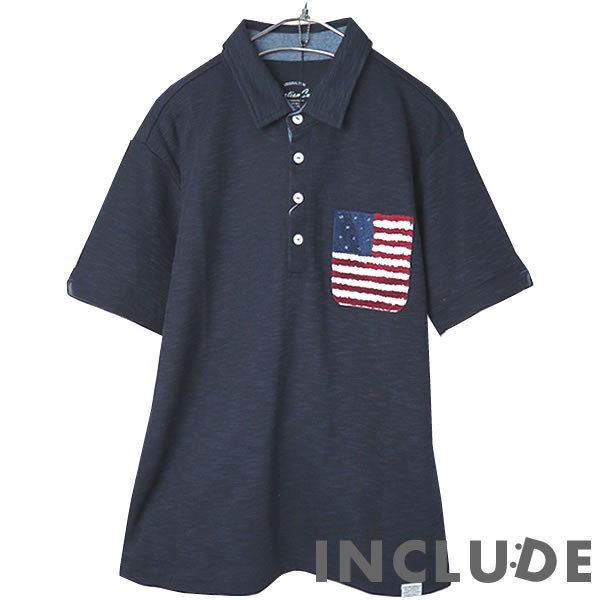 半袖ポロ ポロシャツ 星条旗 アメリカ エスニック オルテガ サガラ刺繍 ポケット 4つボタン ドライ スポーツウェア スポーツ |  | 03