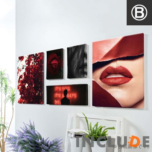 【5枚セット】アートパネル 上品 黄金比率 セクシーリップ セクシーでキュートな唇 魅力的 魔性の唇 ピンク 桃色 レッド モノ |  | 02