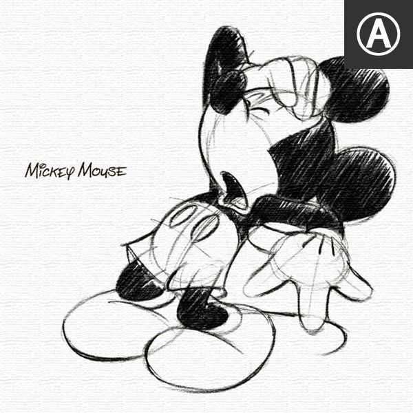 アートパネル ベル ファブリックボード ミッキーマウス ミッキー いろんなポーズ ディズニー イラスト 鉛筆 ミッキーを描く 手書き 原画 セル画｜include｜03