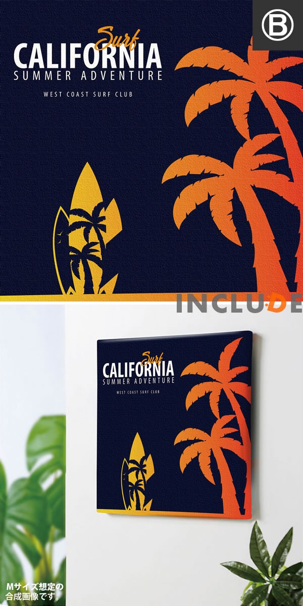 アートパネル ファブリックボード ロス ロサンゼルス カリフォルニア サンタモニカ ヤシの木 椰子 シルエット サーフ ビーチ 西海岸 南国 |  | 02