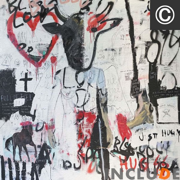 アートパネル 乾シンイチロウ グラフィティ エアロゾールアート アメリカン ライター ペインター ロックン・ロール graffiti 牛仮面 Cow ハート モノクロ |  | 03