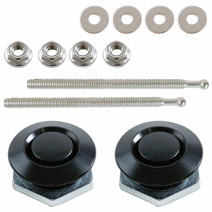 26mm×100mm】【2個】 汎用 プッシュ式 ボンネット ピン 黒 金 赤 銀