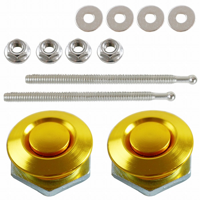 26mm×100mm】【2個】 汎用 プッシュ式 ボンネット ピン 黒 金 赤 銀