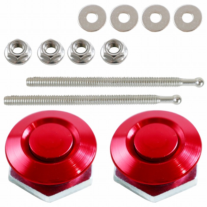 26mm×100mm】【2個】 汎用 プッシュ式 ボンネット ピン 黒 金 赤 銀
