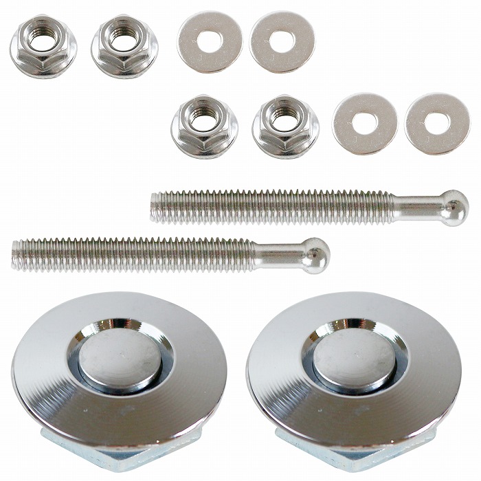 32mm×53mm】【2個】 汎用 プッシュ式 ボンネット ピン 黒 金 赤 銀