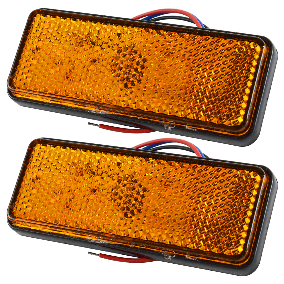 (302)LEDトラック用リフレクターランプ 汎用 光る LEDリフレクター 反射板 角型 12V 赤 白 黄 1セット2個入り