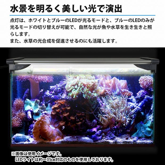 水槽ライト アクアリウムライト 30cm水槽 水槽照明 水槽LEDライト LED300 ブルー×ホワイト シルバー 熱帯魚ライト  :10062165:increase Yahoo!ショッピング店 - 通販