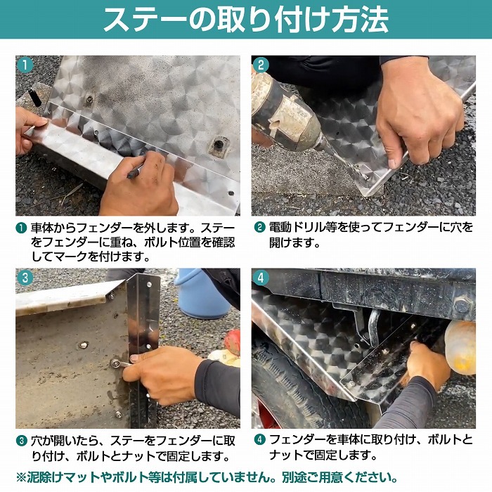 元祖考え中　泥除け　180×300 ウロコ 泥除け 綺羅(キラ) ダブルステッチ 1140mm×600mm 大型車 三分割
