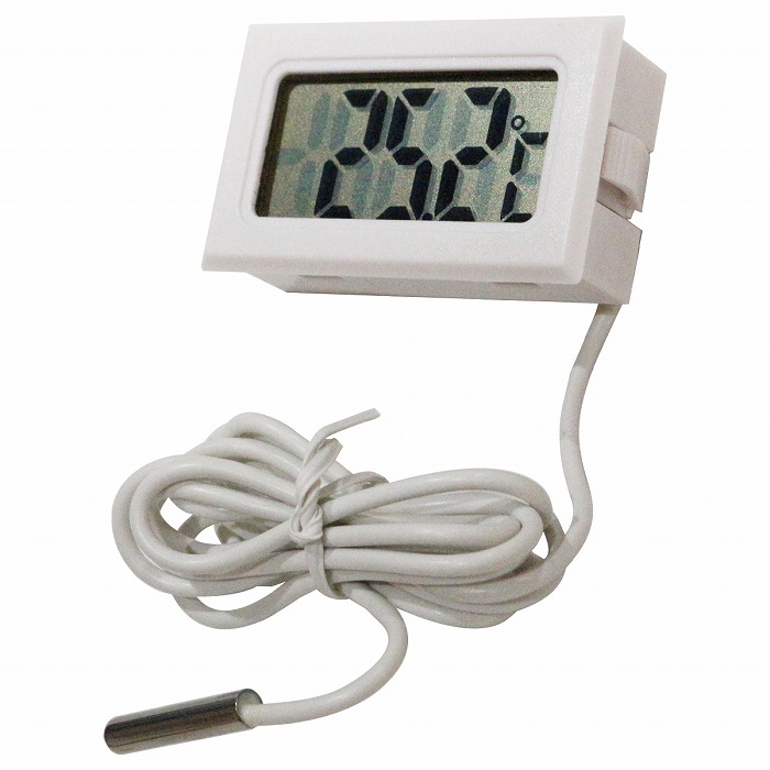 デジタル 水温計 温度計 センサーコード長さ1m アクアリウム 水槽 LCD 液晶 -50℃〜 99℃対応 室内 冷蔵庫 冷凍庫 温室 温度管理 黒 白