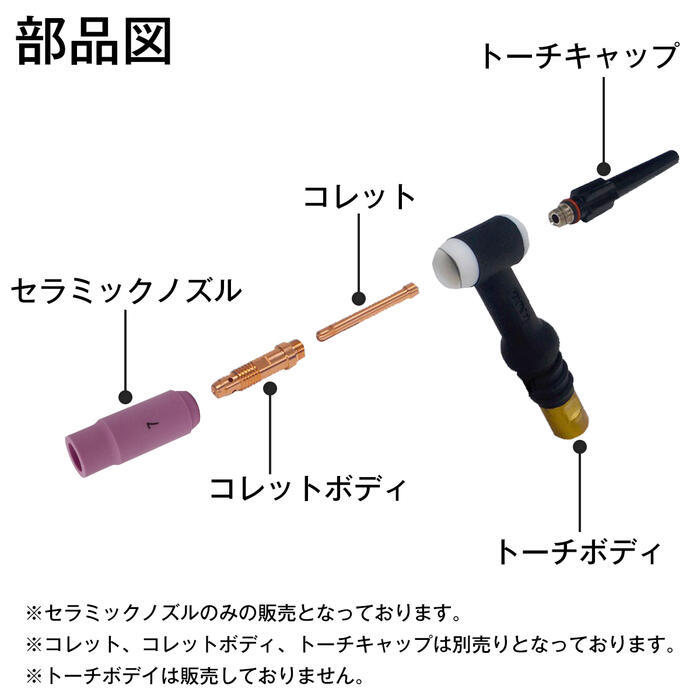 セラミック ノズル 5個 セット TIG 溶接機 #7 10N47 互換 溶接 先端