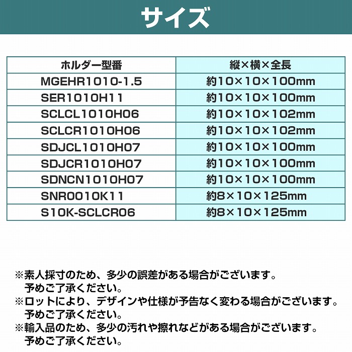 9本セット】ミニ旋盤 バイトホルダー 10mm角 チップ付き 削り