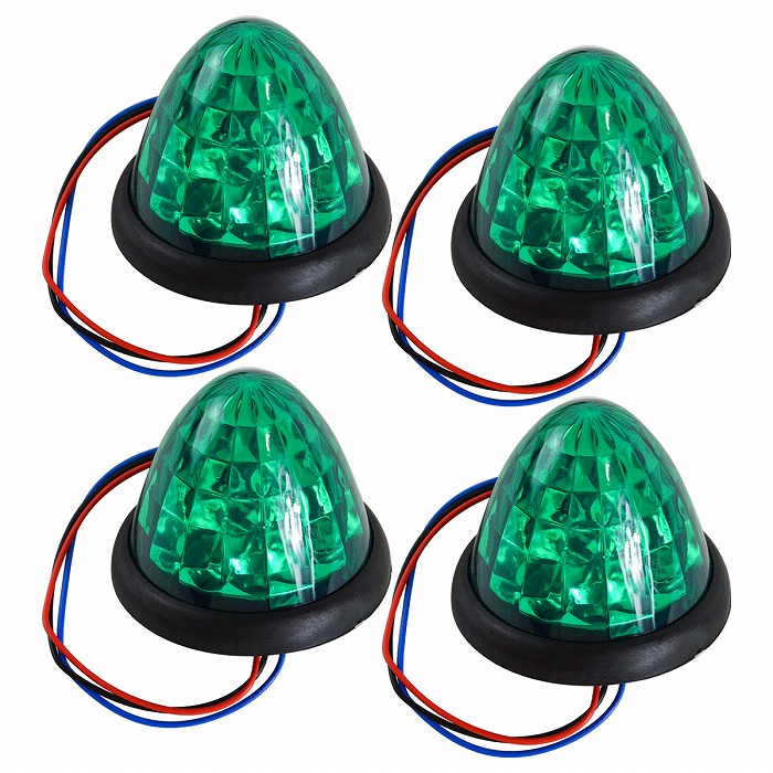 青/緑/橙/赤/白/黄』4個 12V/24V 16発 LED サイドマーカー 明るさ2段