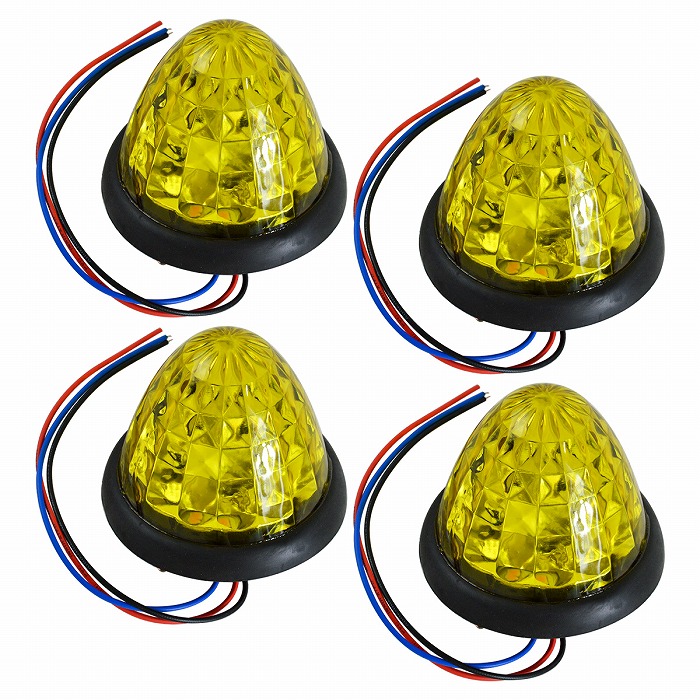青/緑/橙/赤/白/黄』4個 12V/24V 16発 LED サイドマーカー 明るさ2段