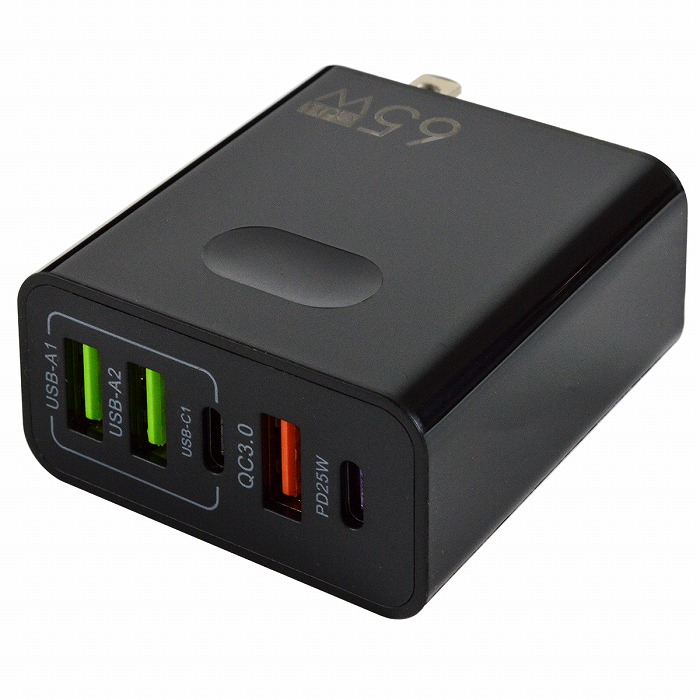 3.1A 65W 急速充電器 5ポート PD25W GaN タイプC type-c USB QC3.0 5口 コンセント スマホ iphone 同時 充電 黒 ブラック/白 ホワイト |  | 01