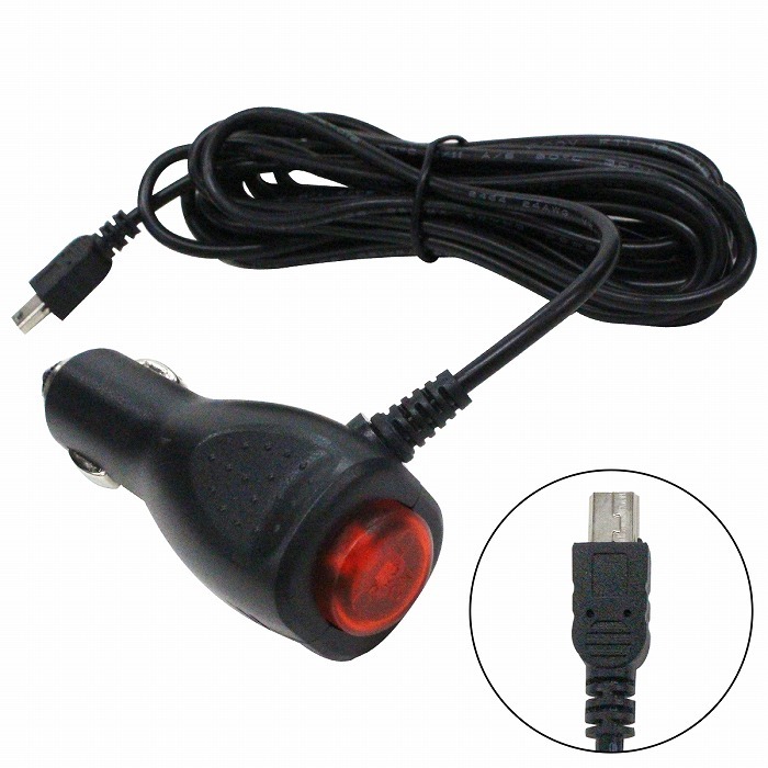 シガー充電ソケット 12V-24V マイクロUSBタイプ 1.5A MICROUSBADP ケーブル長さ 余裕の3.5m 5V