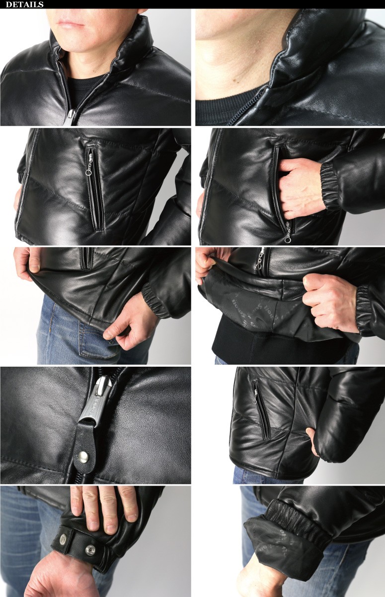 Schott ダウンジャケット 黒 US40 シープスキン Schott N.Y.C 30%OFF!! (ショット) レザー ダウン ジャケット