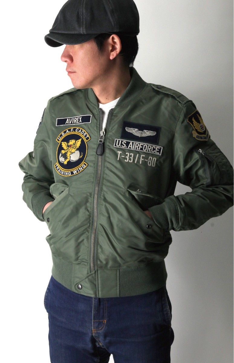 AVIREX フライトジャケット L-2 マテリアルコマンド カーキ ミリタリー