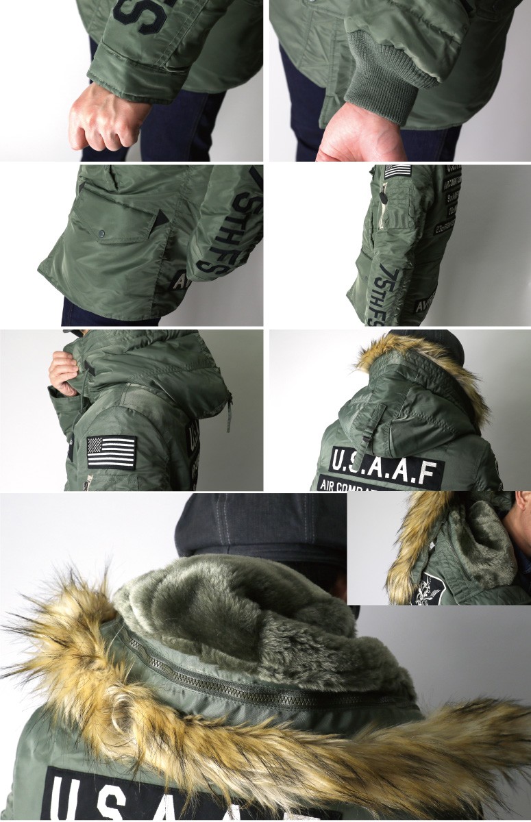 6612 アヴィレックス フライトジャケット N-3B ワッペン カーキ