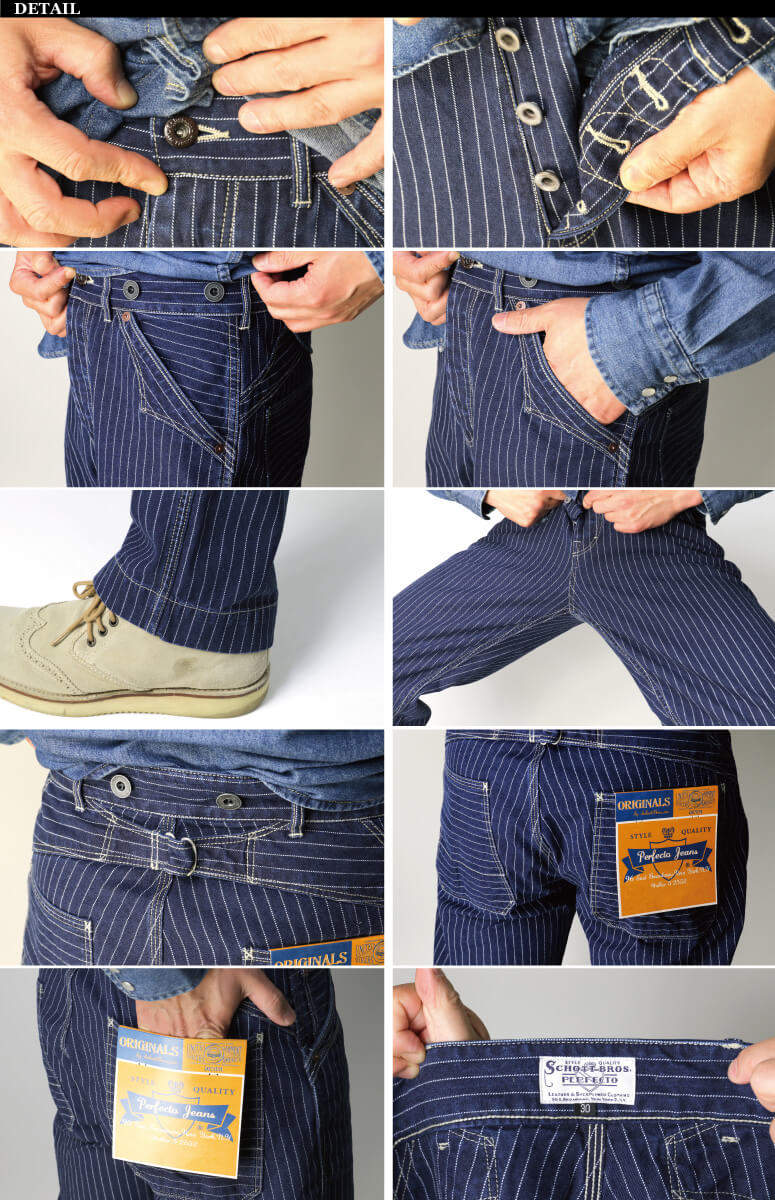 SCHOTT ヒッコリーハーフデニム 32 Schott ヒッコリーデニムパンツ 32