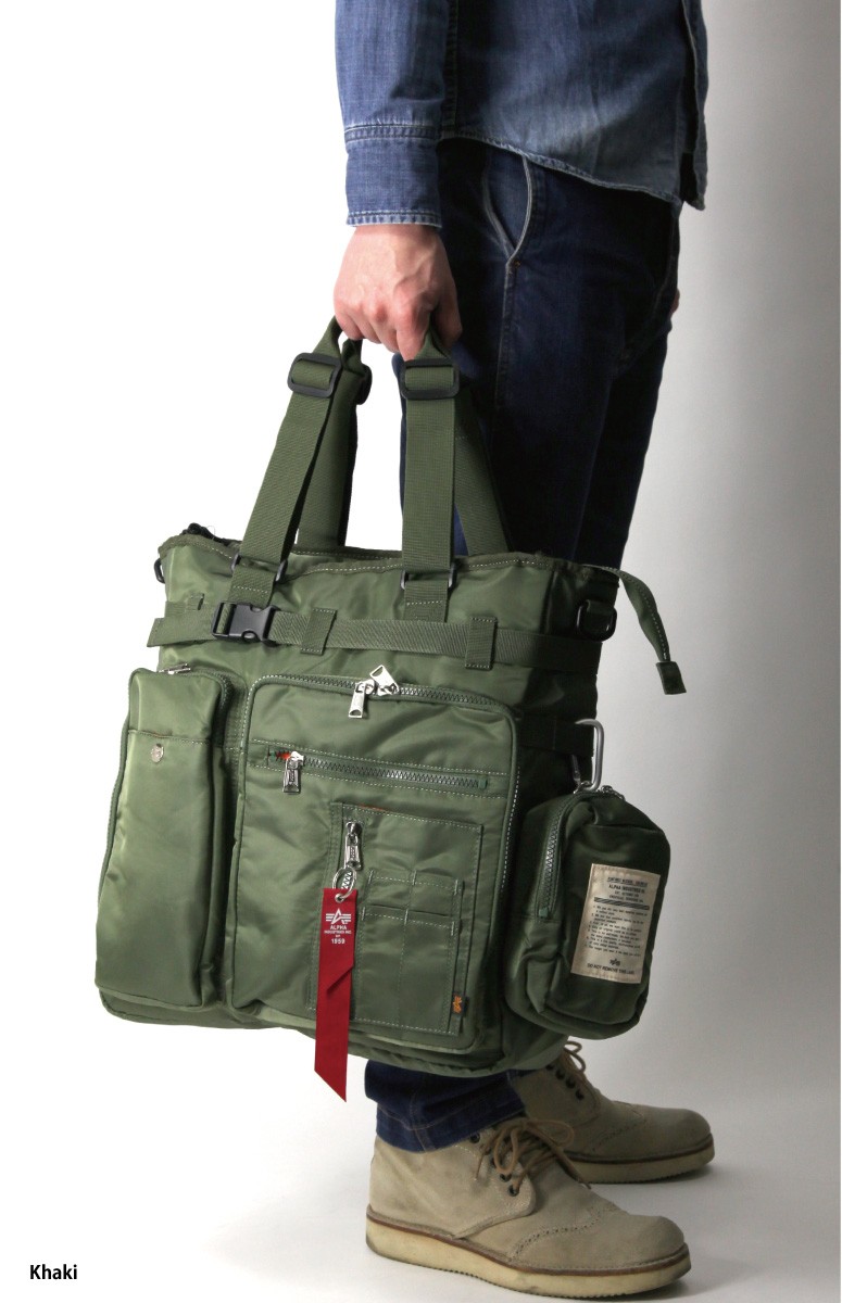 ALPHA INDUSTRIES カーキ　ショルダーバッグ　トートバッグ upper-gate_40097_4