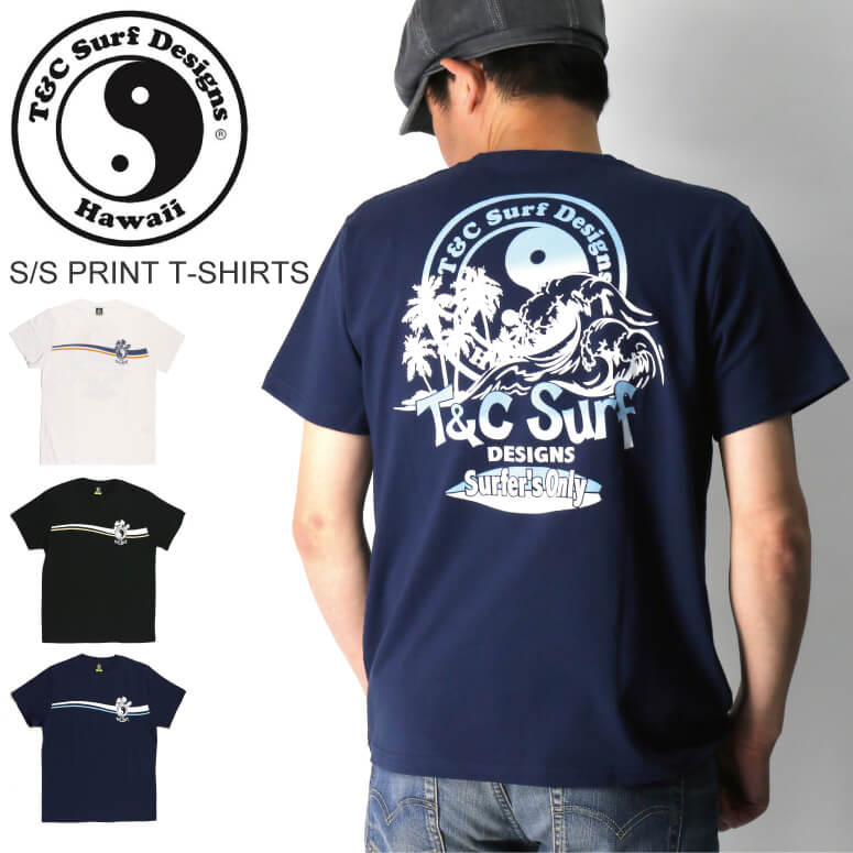 (（ティー＆シー）) T&C Surf Designs タウン＆カントリー プリント Tシャツ サーファー Tシャツ ハワイアン Tシャツ サーフ  デザイン メンズ レディース