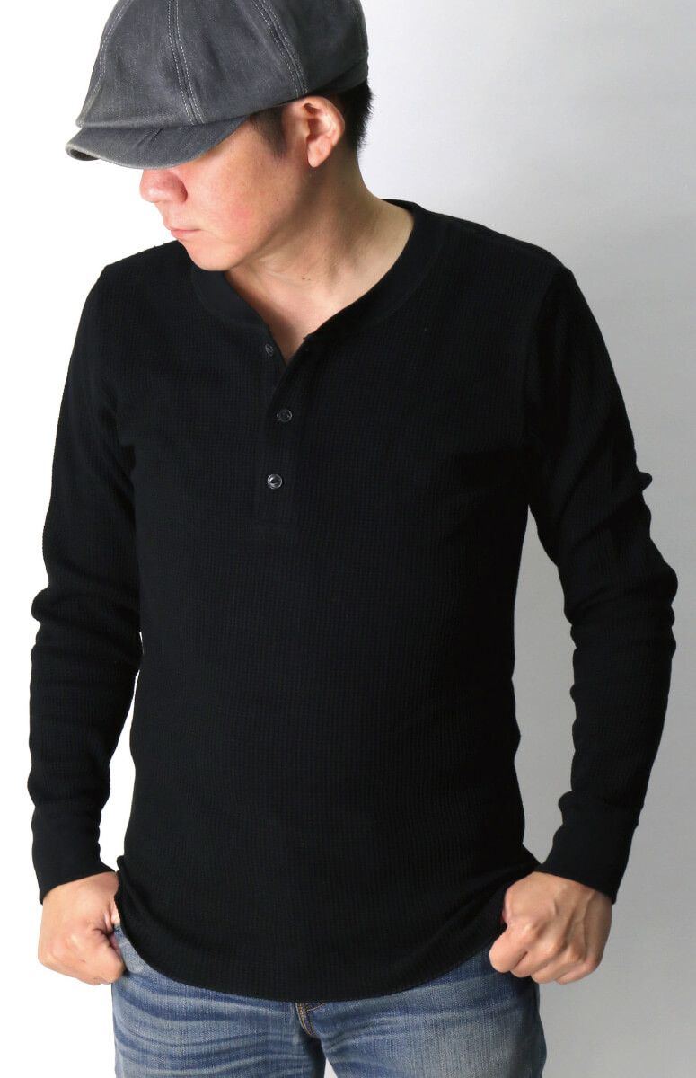 へインズ) Hanes サーマル ヘンリーネック ロングスリーブ Tシャツ