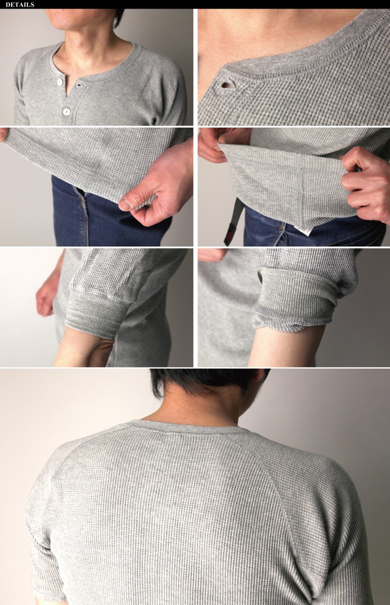 HOUSTON（ヒューストン） デイリーウエア ワッフル 5分袖 ヘンリー