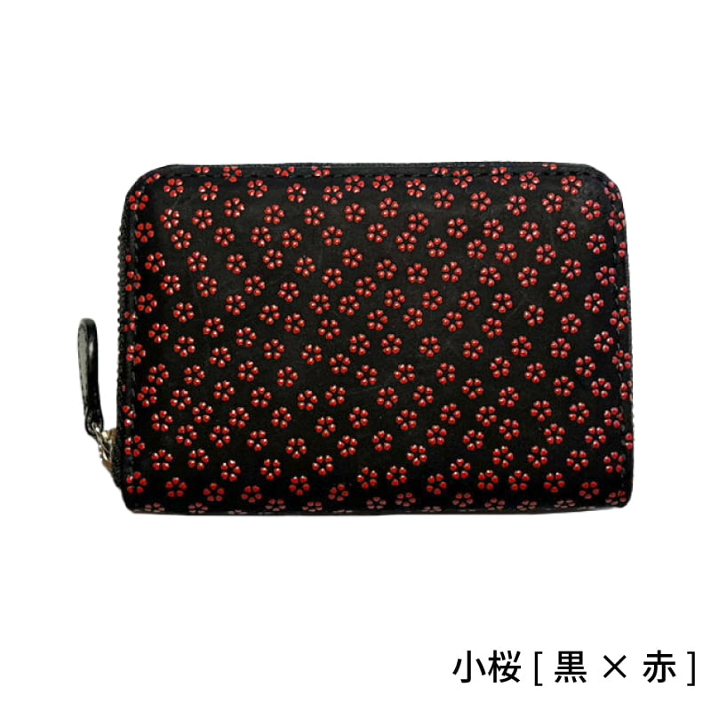 父の日 小銭入れ ミニ財布 印傳屋 印伝 本革 和柄 甲州印伝 レザー 革 日本製 軽量 軽い 男性 女性 ラウンドファスナー 1012a ギフト  母 花以外