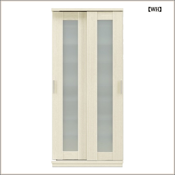 本棚 90 完成品 おしゃれ 扉付 引き戸 書棚 本収納 フリーボード