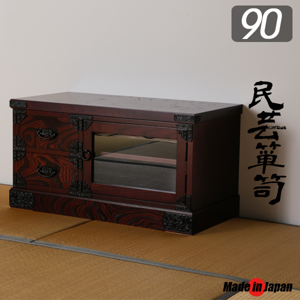 仏壇 上置き 幅49cm 完成品 おしゃれ スライド棚 折れ戸 引き出し 民芸