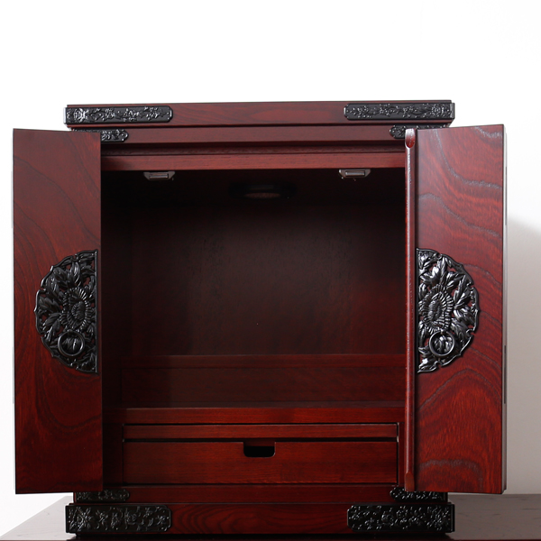 仏壇 上置き 幅49cm 完成品 おしゃれ スライド棚 折れ戸 引き出し 民芸