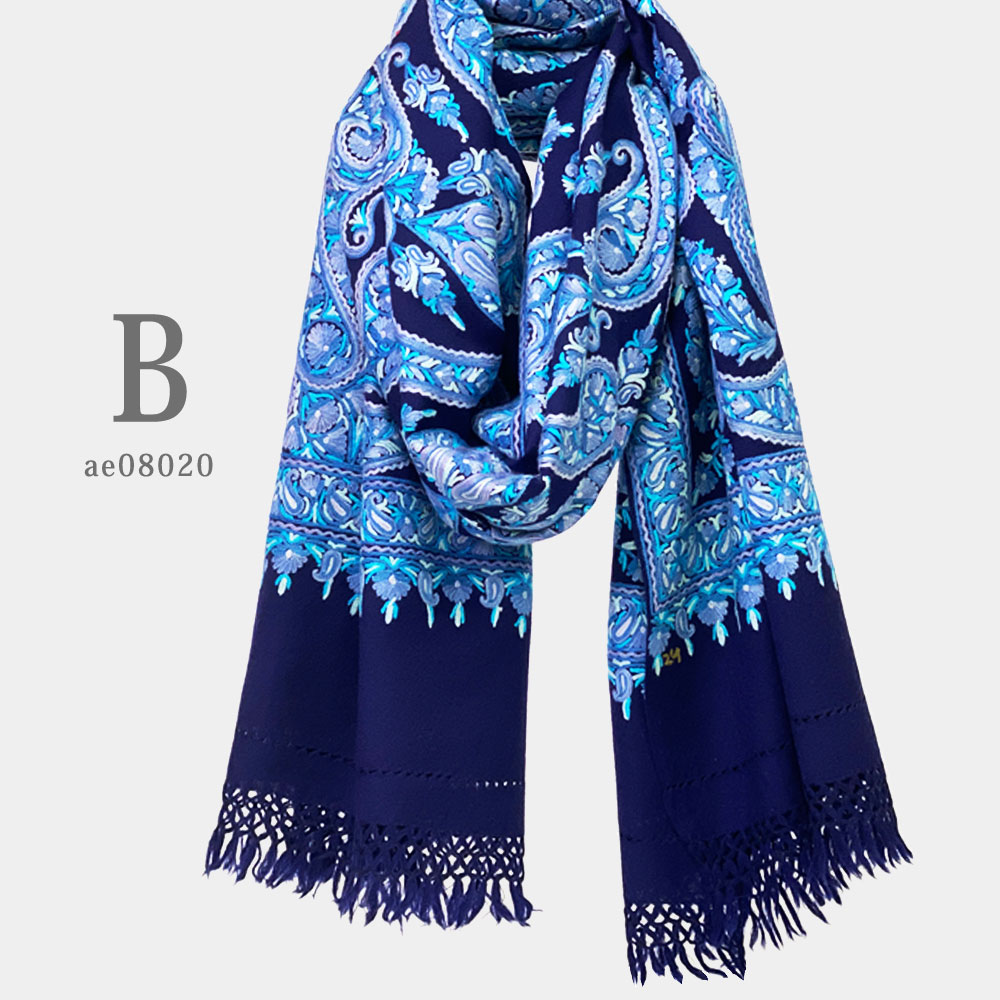 InDream 刺繍ストール アーリ 紺 ネイビー 全3種 フラワー 大判 厚手 着物ショール クリスマス ギフト 誕生日 プレゼント 女性 60代 70代 |  | 02