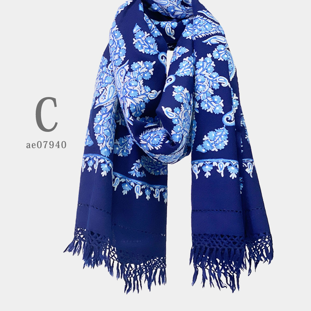 InDream 刺繍ストール アーリ 紺 ネイビー 全3種 フラワー 大判 厚手 着物ショール クリスマス ギフト 誕生日 プレゼント 女性 60代 70代 |  | 03