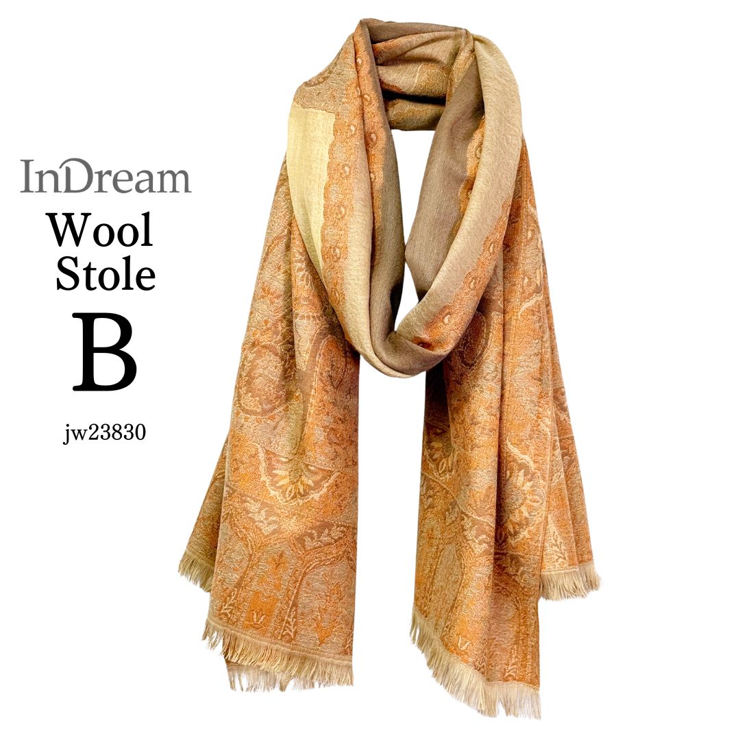 InDream ペイズリー柄 ウール ストール 大判［70cmx205cm］茶系 誕生日 プレゼント クリスマス ギフト 50代 60代 70代 80 |  | 02