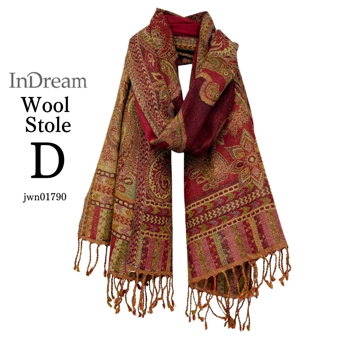 InDream 還暦祝い ペイズリー柄 ウール ストール 赤 大判 ［70cmx180cm］誕生日 プレゼント 母の日 ギフト 50代 60代 70代 |  | 04
