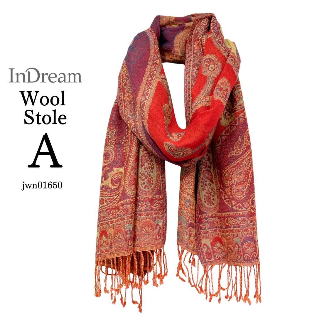 InDream 還暦祝い ペイズリー柄 ウール ストール 赤 大判 ［70cmx180cm］誕生日 プレゼント 母の日 ギフト 50代 60代 70代 |  | 01